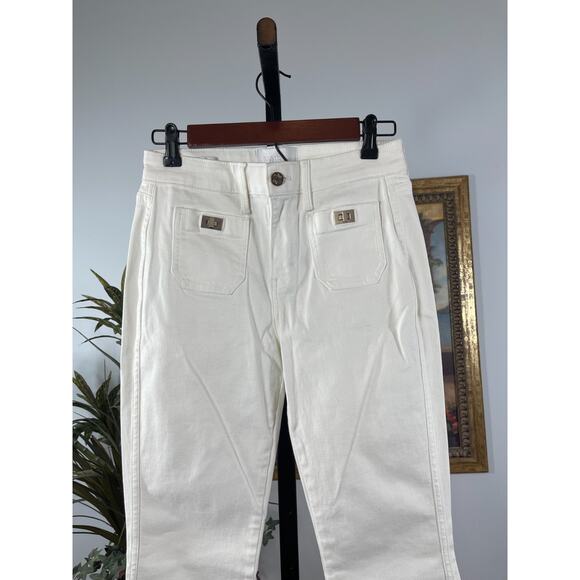 White House Black Market Jeans Womens 0R White Skinny Flare Minimalist Luxury - Picture 2 of 10